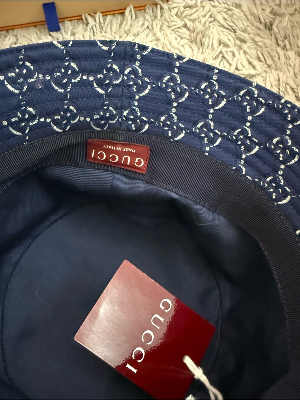 Gucci Navy Blue Monogram Bucket Hat - Picture 2 of 2